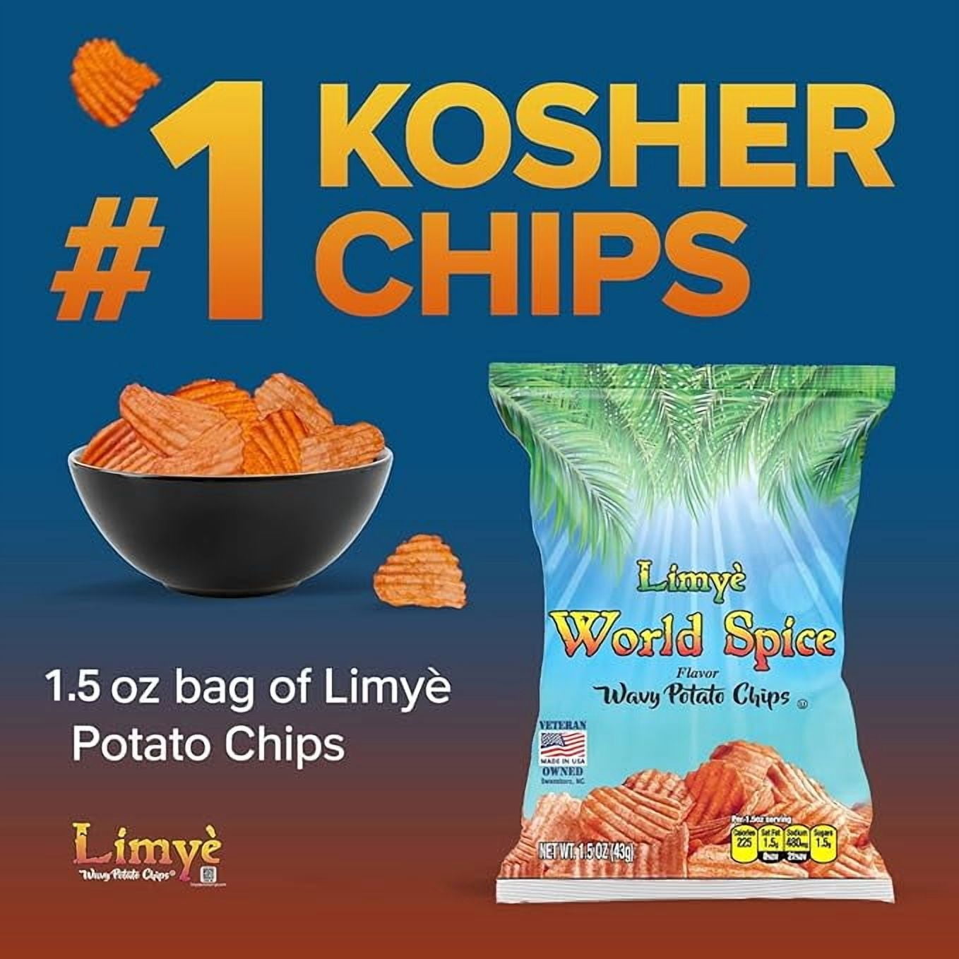 Limyè Potato Chips, World Spice Flavor, Kosher Certified, Allergen Free Vegan potato chips, 1.5 Oz (24 Pack)