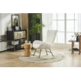 thumbnail image 5 of Soft Teddy Fabric Rocking Chair with High Back and Arm, Upholstered Glider Chair with Wood Legs, Rocker Nap Armchair with Padded Seat for Living Rooms Bedrooms Balcony Terrace Offices, White, 5 of 9