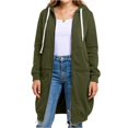 thumbnail image 2 of Women's Full Zip Plus Size Hoodie - Long Oversized Fleece Lined Sweatshirt, Fall Winter Hooded Jacket with Pockets, Long Sleeve Warm Outfits for Daily Wear Army Green 3XL, 2 of 4
