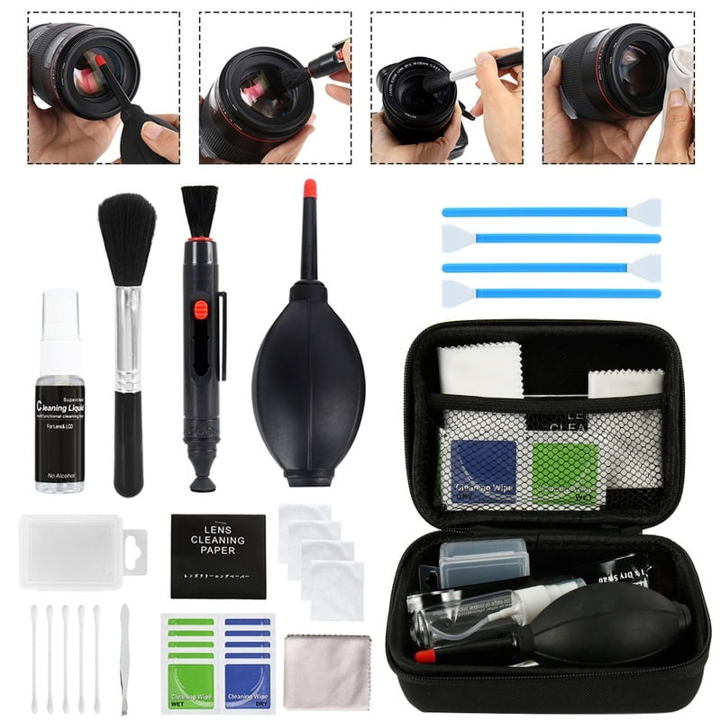 25 Pack Lens Tissue Digital Camera Cleaning Kit Compatible with Fujifilm X-Pro3 Mirrorless Non-Abrasive Cleaning Cloth Includes: Dust Blower Brush 5 Cotton Swabs Bottled Lens Solution