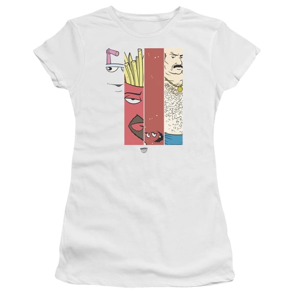 Aqua Teen Hunger Force Group Tiles S/S Junior Women's T-Shirt Sheer White