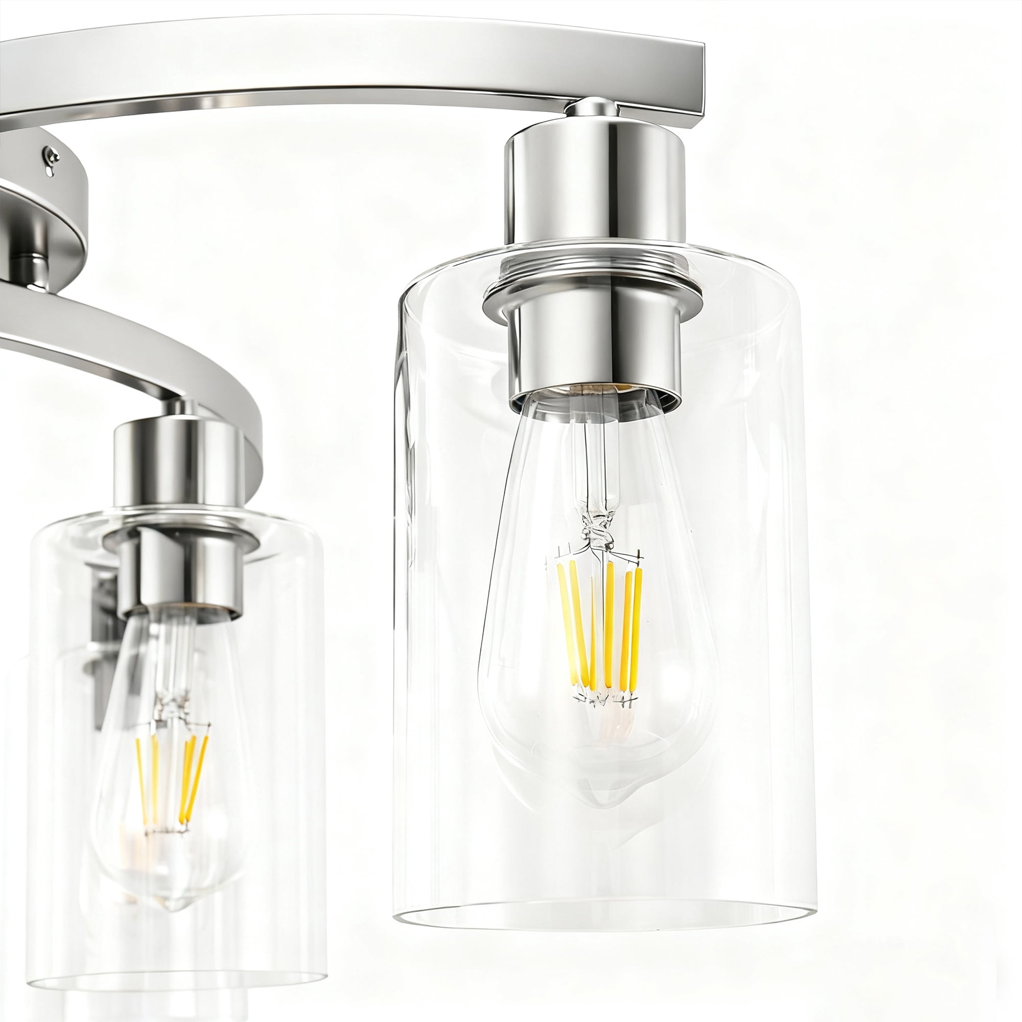 YANSUN Modern 6-Light Industrial Ceiling Light, Bent Tube Design with Clear Glass Shades, 20.5 in Flush Mount for Dining Room Living Room