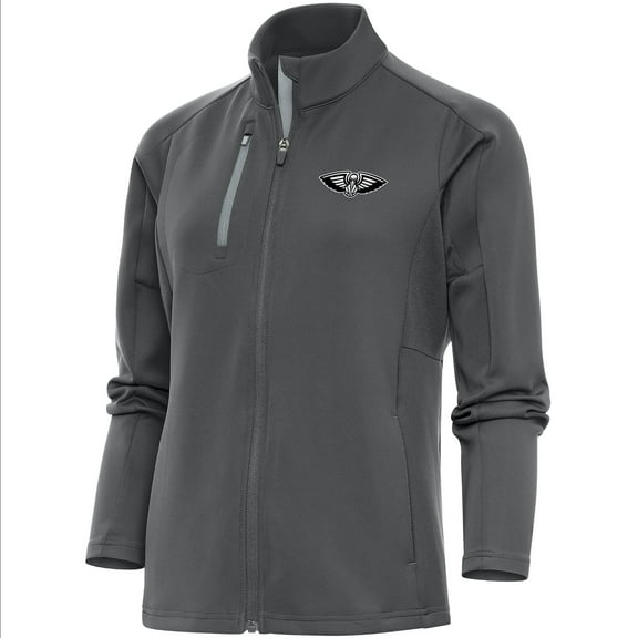Women's Antigua Charcoal New Orleans Pelicans Brushed Metallic Generation Full-Zip Jacket