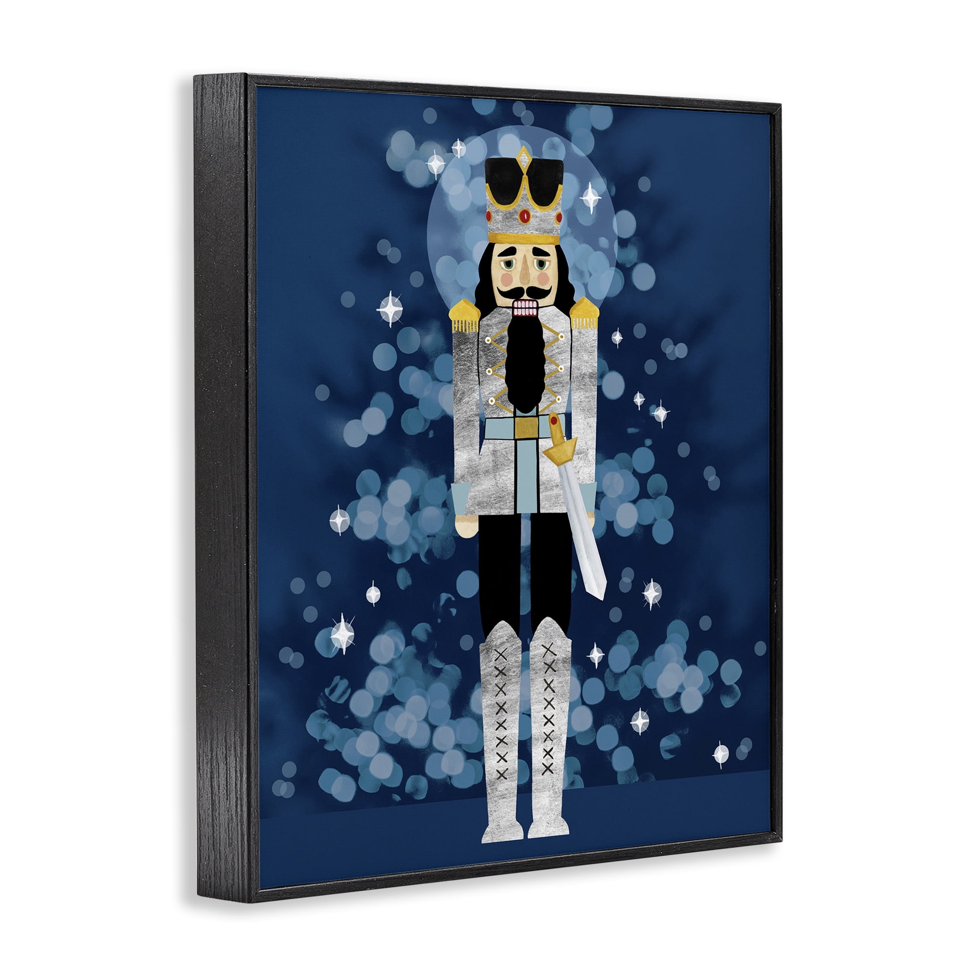 Stupell Industries Seasonal Modern Nutcracker Holiday Painting Black Framed Art Print Wall Art, 24 x 30
