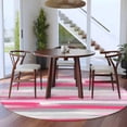 thumbnail image 3 of Round Rug 5Ft Washable Non-Slip, Pink Gray Stripes Circle Area Rugs for Living Room Bedroom, Watercolor Modern Abstract Minimalist Indoor Floor Mats Carpet Runner for Home Decor Aesthetic, 3 of 8