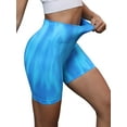 thumbnail image 4 of INSPIRE CHIC Women's High Waist Tie Dye Biker Shorts Tummy Control Workout Running Thigh Slimmer S Blue, 4 of 5