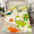 thumbnail image 2 of Homewish Cute Cartoon Dinosaur Twin Sheet Sets for Kids, Funny Jungle Animal Twin Fitted Sheet, Coconut Tree Botanical Flat Sheet, Microfiber Bedroom Decor, 3-Piece, 2 of 7