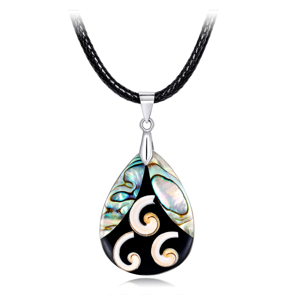 Natural Charm Hollow Flowers Paua Abalone Shell Silver Jewelry Pendant Necklace 