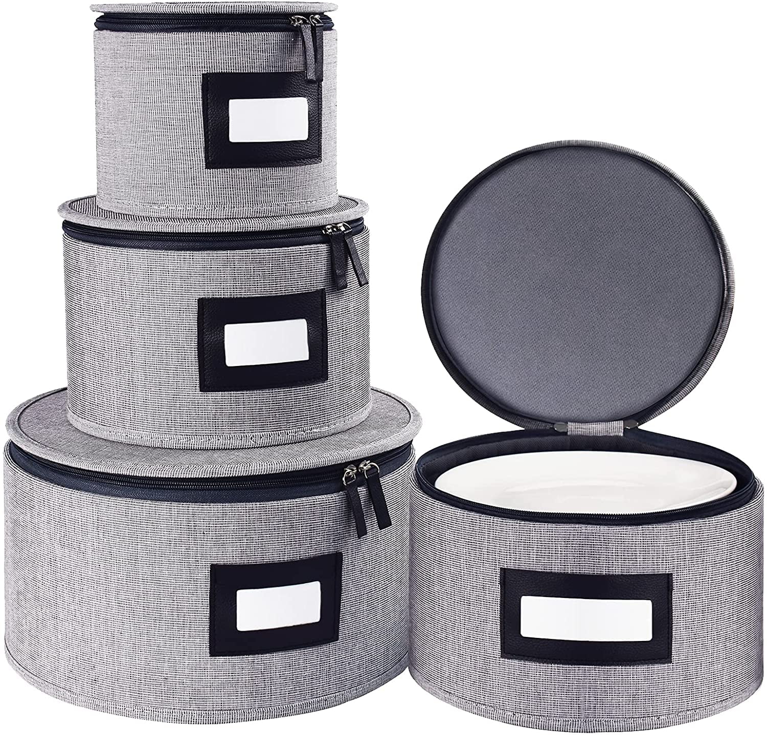 Storage Set for Dinnerware Storage and Transport Hard Shell and Stackable 