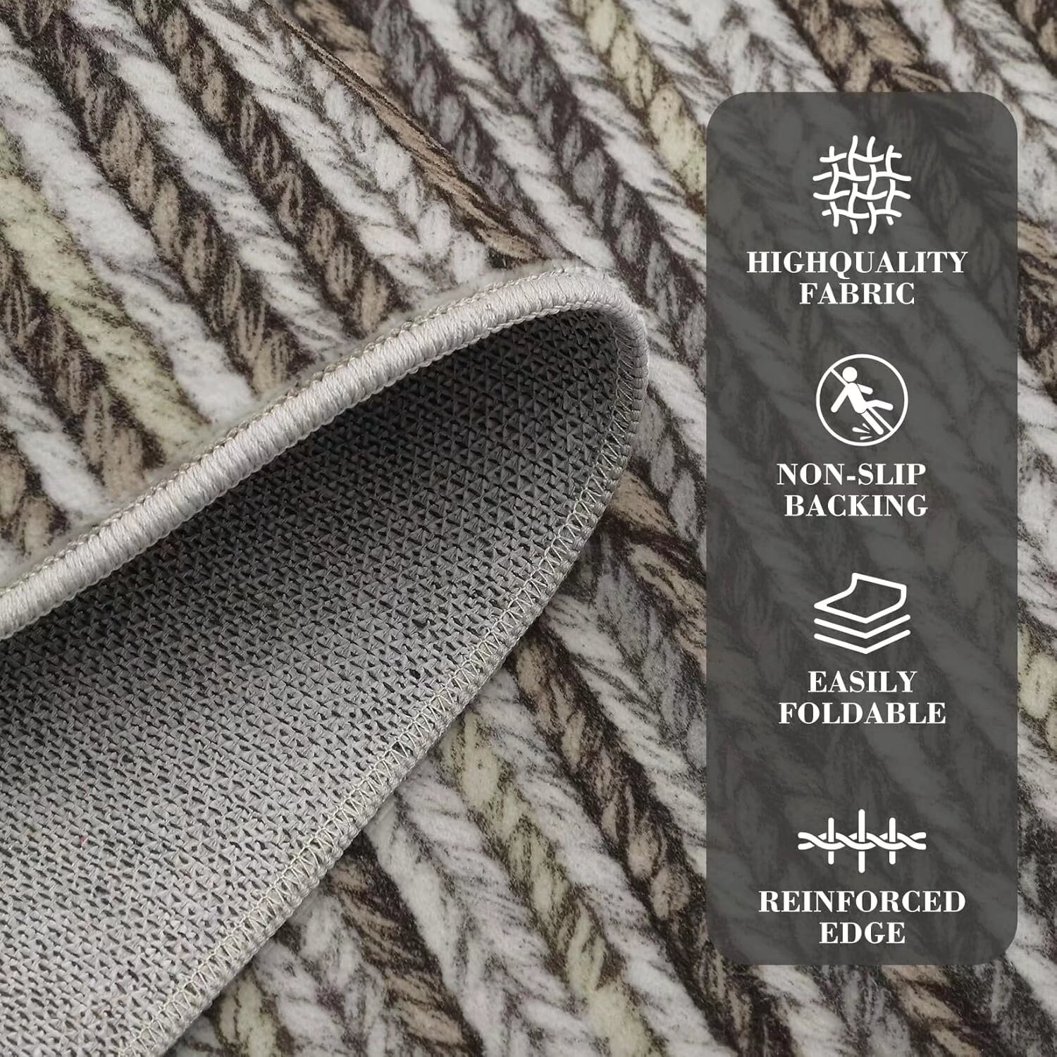 Hasoo Area Rug 8' x 10' Rugs for Dining Room Modern Striped Rugs for Living Room Printed Braid Indoor Carpet Soft Lightweight Washable Gray Rugs