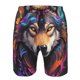 thumbnail image 3 of Balery Colorful Wolf Head Traje de Baño Estilo Hawaiano para Hombre, Shorts de Secado Rápido con Bolsillos-Small, 3 of 6