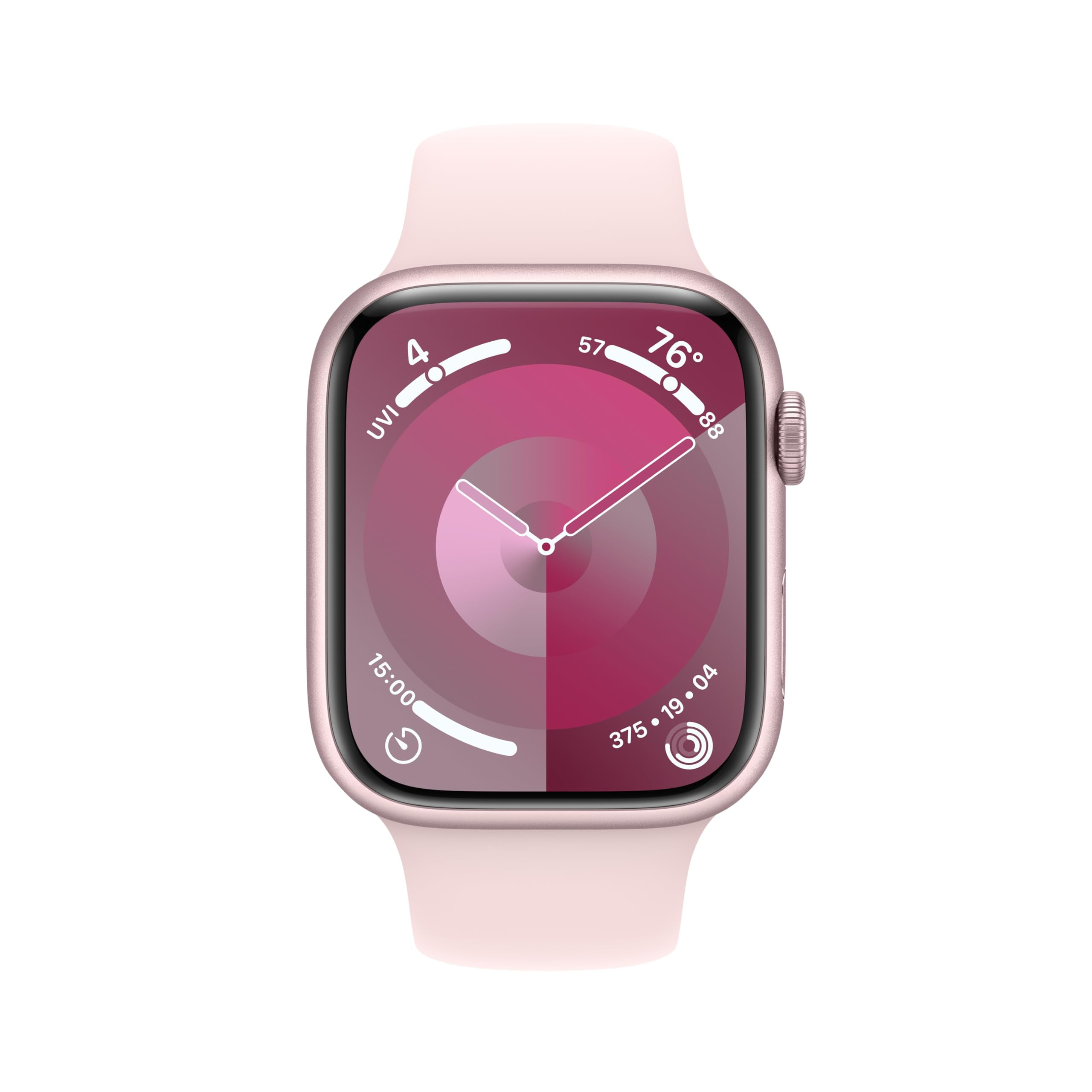 Restored Apple Watch Series 9 [GPS 45mm] Smartwatch with Pink Aluminum Case with Pink Sport Band S/M (Refurbished)