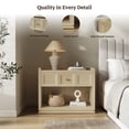 thumbnail image 4 of SICOTAS 31" W Farmhouse Nightstands Set of 2, Big nightstands with Drawer & Open Shelves, Large Bedside Table, End table for Bedroom, Living Room, Oak, 4 of 12