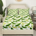 thumbnail image 3 of Pickle Fitted Sheet Watercolor Cucumbers Bed Sheets with 1 Pillowcase, Cute Realistic Vegetable Print Bedding Set Cartoon Slice Cucumbers Sheets Twin Size, 3 of 4