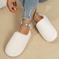 thumbnail image 6 of Women Slippers Non-Slip Flat Heel Closed Toe Slip-on House Warm Shoes Women's Fashion Casual Home Indoor Outdoor Plus Velvet Warm SlippersWhite 7.5, 6 of 8