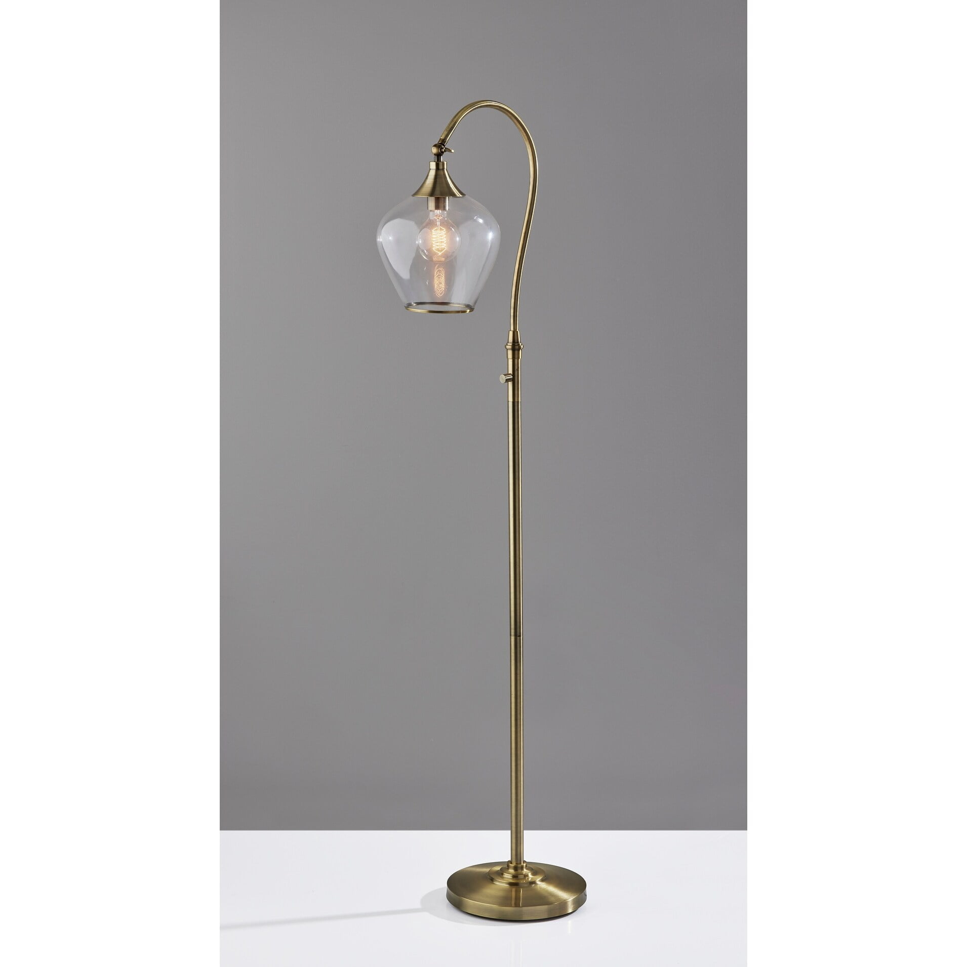 Adesso Bradford Floor Lamp, Dark Bronze, Clear Glass with Metal Rim Shade