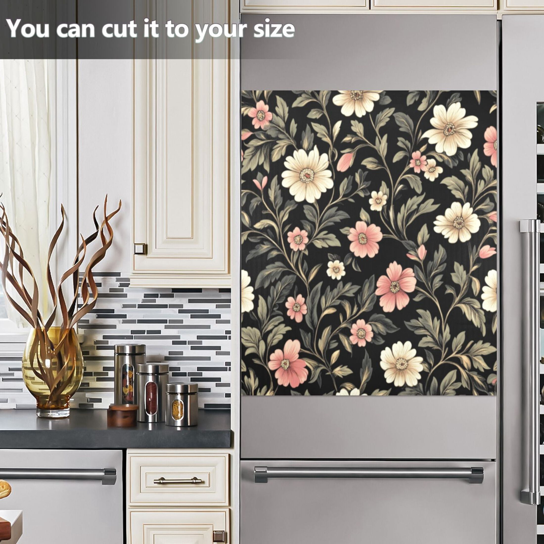 Dishwasher Magnetic Sticker 23x26 Inch Refrigerator Magnetic Sticker Washing Machine Magnetic Sticker Kitchen Panel Magnetic Sticker Home Decor Pretty White Flowers