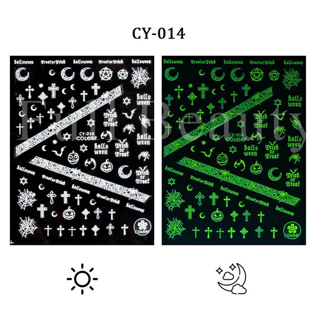 Calcomanías 3D para uñas calcomanías serpiente negra sangre arañazos payaso ojos de Halloween tatuaje diseño deslizante invierno manicura decoración SAF792 Tan Jianjun unisex