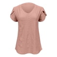 thumbnail image 4 of Tittly Womens T Shirts Womens Graphic Tees Short Sleeve Shirts for Women Casual Women's Summer Pullover Sweaters 2025 V Neck Short Sleeve Shirts Cable Knit Lightweight Tunic Pink, 4 of 9