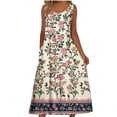 thumbnail image 3 of Bajo Vestido Pantalones Cortos Mujeres Casual Cuello Redondo Impresión Bolsillos sin Mangas Vestido Vestido Corto para Mujeres Verano, 3 of 5