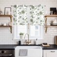 thumbnail image 2 of 2 Panels Kitchen Tier Curtains 39 Inch Length, Sage Green Flowers Grommets Window Treatment Curtain, Country Botanical Floral Leaves Art Thermal Curtains Drapes for Living Room/Bathroom, 2 of 9
