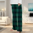 thumbnail image 2 of Boys Plaid Pants Boys Girls Printed Plaid Pants with Pockets Fashion Elastic Waist Flannel Warm Pants for Christmas,Dark Green,110, 2 of 4
