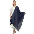 thumbnail image 4 of Phagun Women's Designer Chiffon Dupatta Indian Long Stole Tassel Scarfs- Blue, 4 of 5