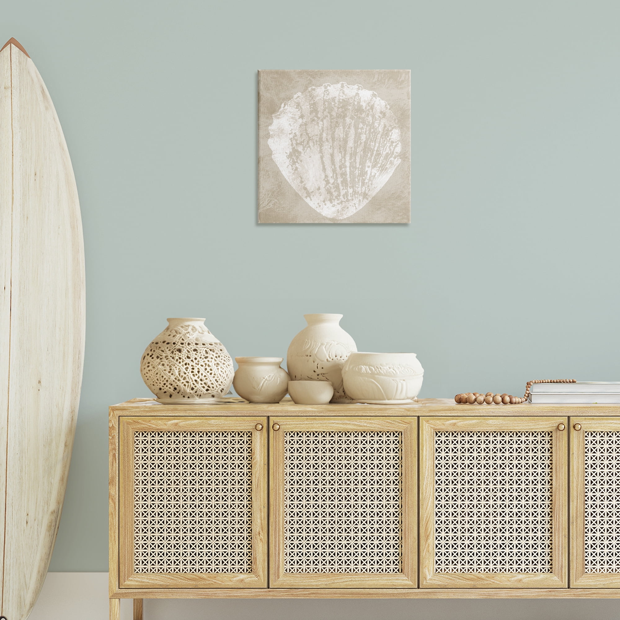 Stupell Industries Rustic Distressed Seashell Nautical & Beach Painting Wrapped Canvas Art Print Wall Art, 24 x 24