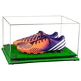 thumbnail image 1 of Clear Acrylic Shoe Pair Display Case for Soccer Cleats Football Cleats with Purple Risers and Turf Base (A026-PR), 1 of 2
