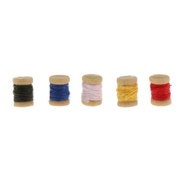 2x5 Uds 1:12 Carrete De Hilo Multicolor En Miniatura Herramientas De Costura Accs Zulema Carrete de hilo de casa de muñecas