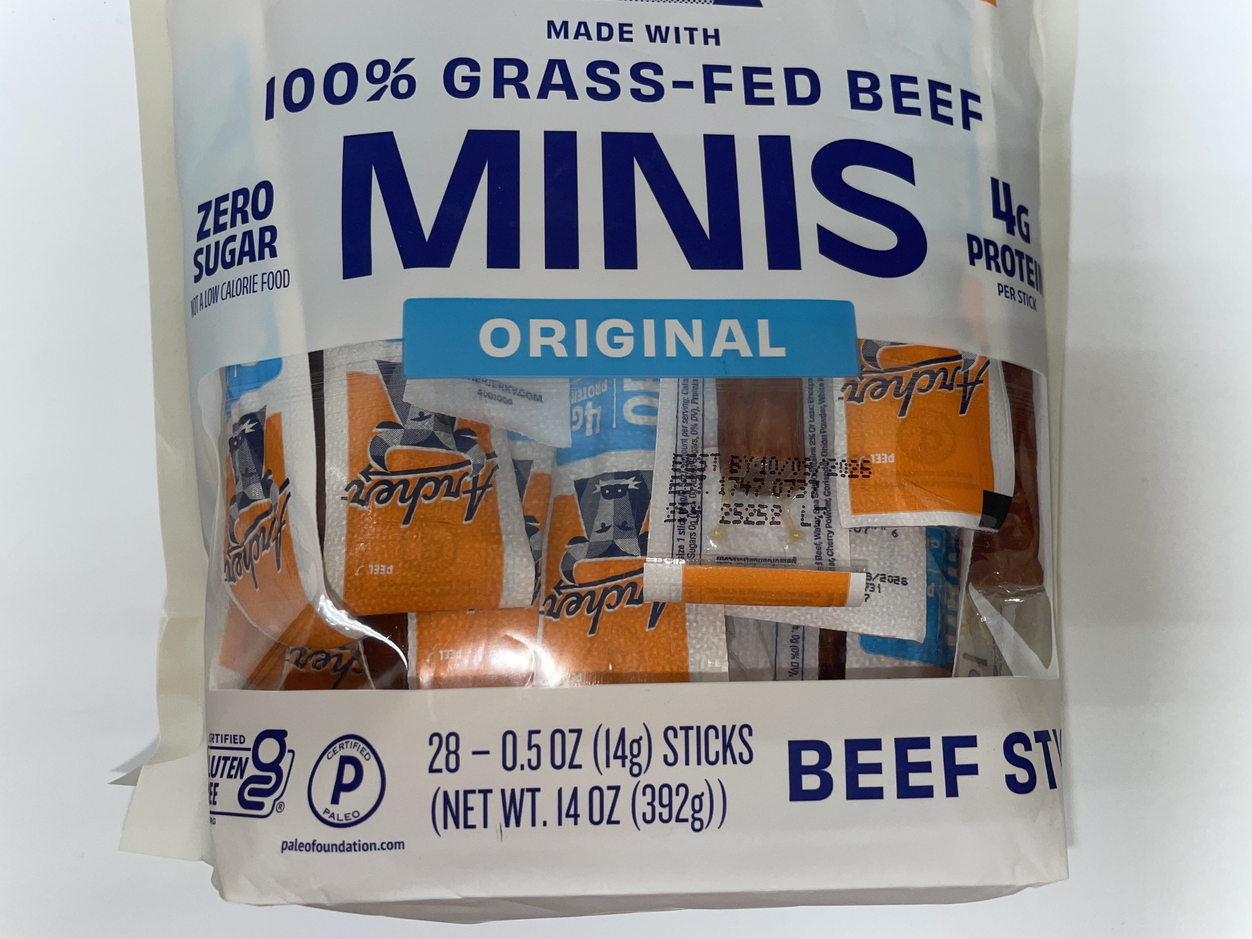 Country Archer Grass Fed Original Mini Beef Sticks, 100% Grass Fed Beef, Mini Original 28 Count