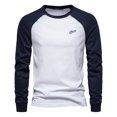 thumbnail image 2 of Qepwsc Mens Shirt Crewneck Sweatshirts Solid Long Sleeve Casual Lightweight Contrast Blouses Top Pullover Shirt Athletic Gym Base Layer Workout Top Loose Fits Casual Outdoor Basic Tee Shirts S_5X, 2 of 5