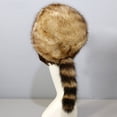 thumbnail image 5 of HOTYA Winter Hat Faux Fur Raccoon Tail Russian Round Flat Top Ear Protects Thick Hat, 5 of 7