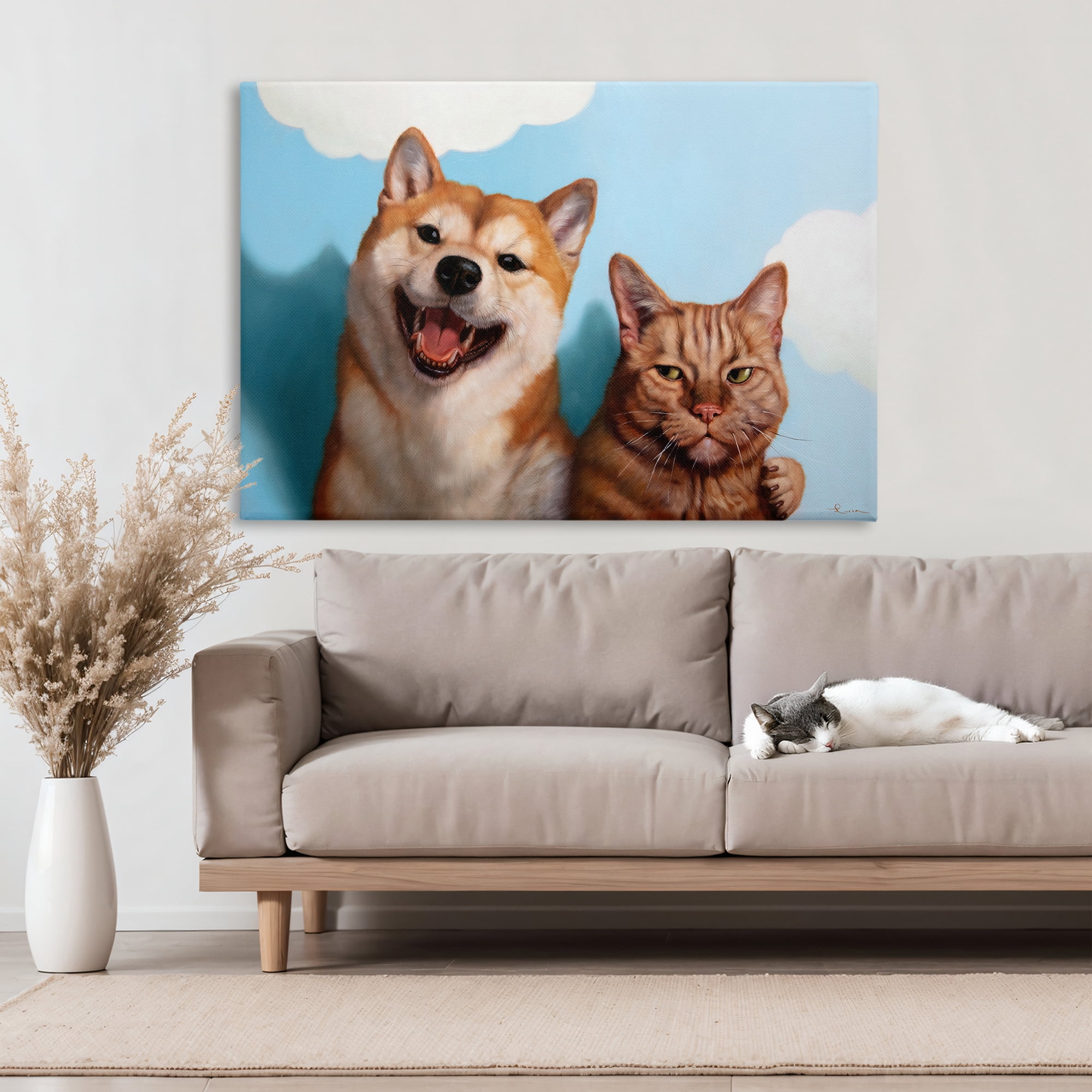 Stupell Industries Adopted Brother Dog & Cat Canvas Wall Art, design by Lucia Heffernan