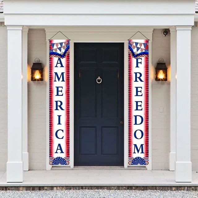 CaiYueKe 4th of July Decorations Patriotic Decorations Red White and Blue Banner Outdoor Hanging American Flag Porch Decor for Fourth of July Veterans Labor Memorial Presidents Flag Election Day