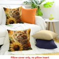 thumbnail image 4 of FCXZI Cute Cat Sunflowers Butterfly Square Cushion Cover 100% Linen 24x24in, 4 of 5