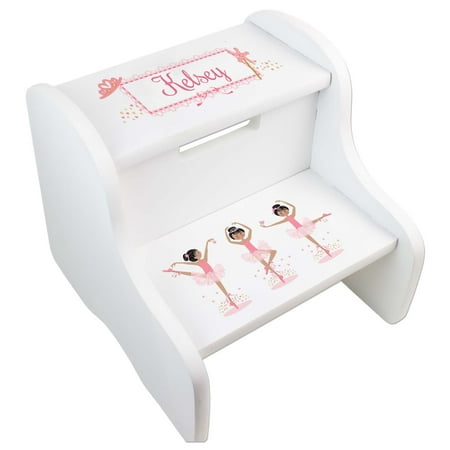 Girl's Black Hair Ballerina White Two Step Stool