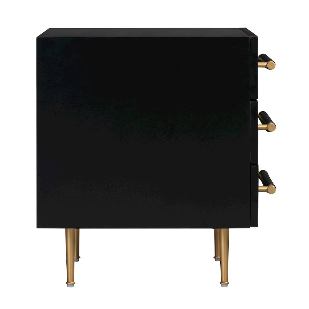 TOV Furniture Modern Nightstand with 3 Drawers, Black