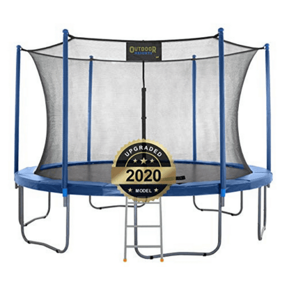 15 Foot Outdoor Heights Trampoline for Kids and Adults, Outdoor or Indoor | with Upgraded Safety Net Enclosure and Vinyl Pad | Good times and Great Fun Included - Purple