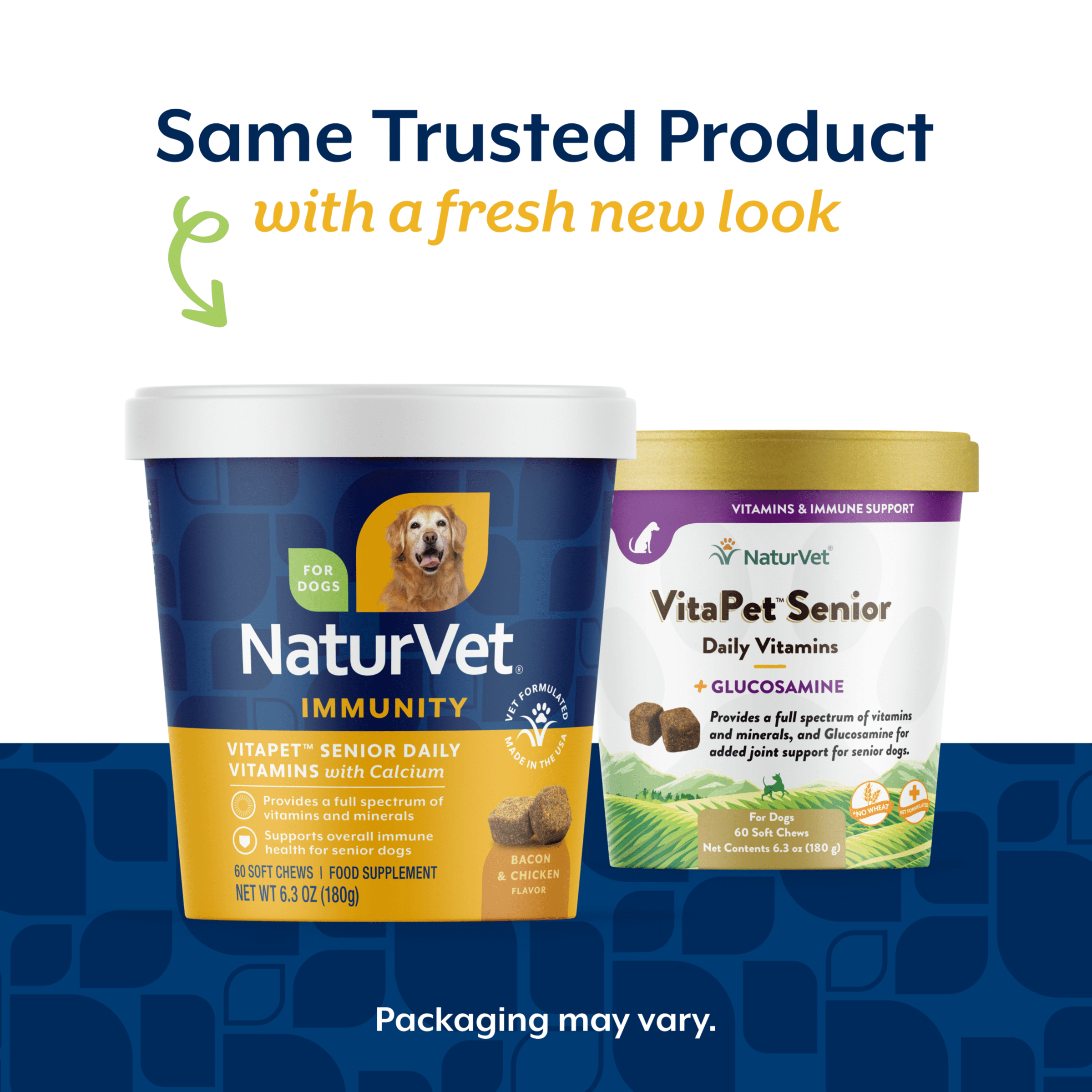 NaturVet VitaPet Senior Daily Vitamins Immunity Supplement for Dogs, Bacon and Chicken Flavor, 60 Count