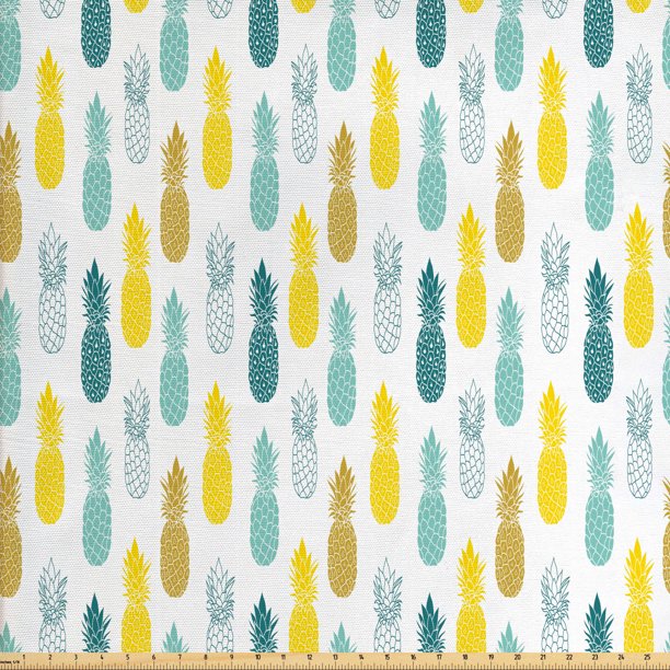 Pineapple Fabric by The Yard, Tropical Pattern of Exotic Fruit
