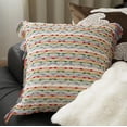 thumbnail image 3 of Fennco Styles Yarn Dyed Jacquard Decorative Throw Pillow Cover 18" W x 18" L - Red Striped Fringe Cushion Case for Home, Couch, Bedroom, Living Room and Office Décor, 3 of 8