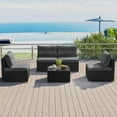 thumbnail image 4 of Costway 5 Piece Outdoor Furniture Set with Seat & Back Cushions  Tempered Glass Tabletop Gray, 4 of 10
