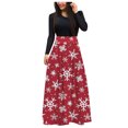 thumbnail image 4 of Vestido de manga larga para mujer Navidad cuello redondo Santa muñeco de nieve estampado cintura alta Boho Maxi vestido Casual fiesta vestido de noche Fridja  nbo1752, 4 of 6