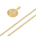 thumbnail image 3 of Men's Gold Compass Pendant & Curb Chain Stainless Steel Necklace Set, 3 of 6