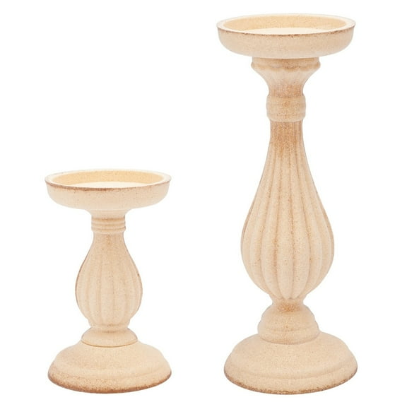 Medium-density fibreboard Candlestick Holder Unfinished Candle Holder Tan 2pcs/set
