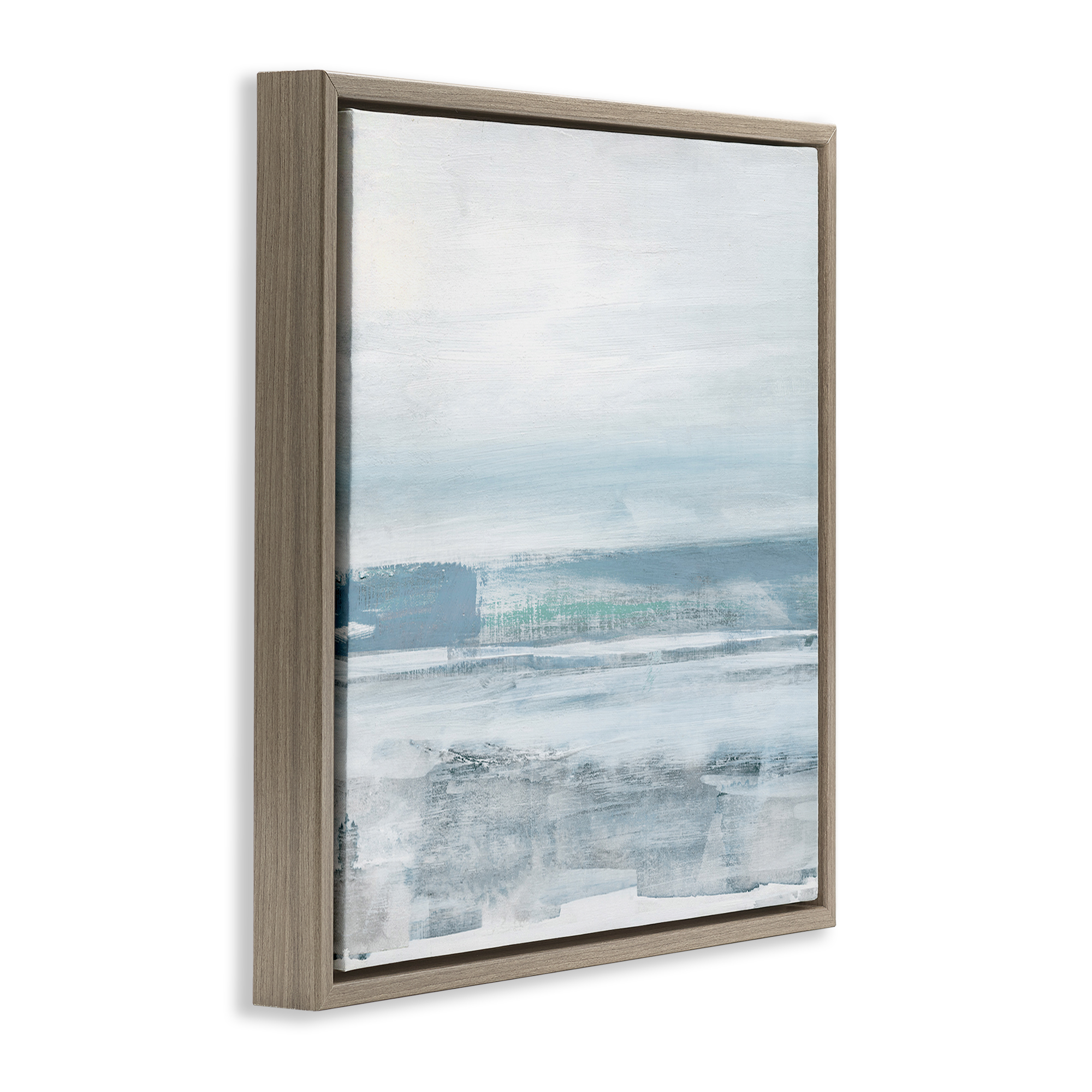 Stupell Industries Stormy Blue Grey Ocean Abstract Painting Brown Floater Framed Canvas Art Print Wall Art, 25 x 25