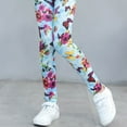 thumbnail image 4 of Byoo Big Girls Leggings Classic Stretch Flower Printed Sport High Rise Elastic Waist Tights Outdoor Soft Capris for Kids, 4 of 4