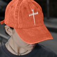 thumbnail image 2 of WGRFFH Vintage Baseball Cap,Nail Cross Embroidered Curved Brim Dad Hat, Adjustable Unstructured Cotton Casual Cap for Daily Outing,Weekend Travel,Outdoor Walking for Men Women Orange M, 2 of 4