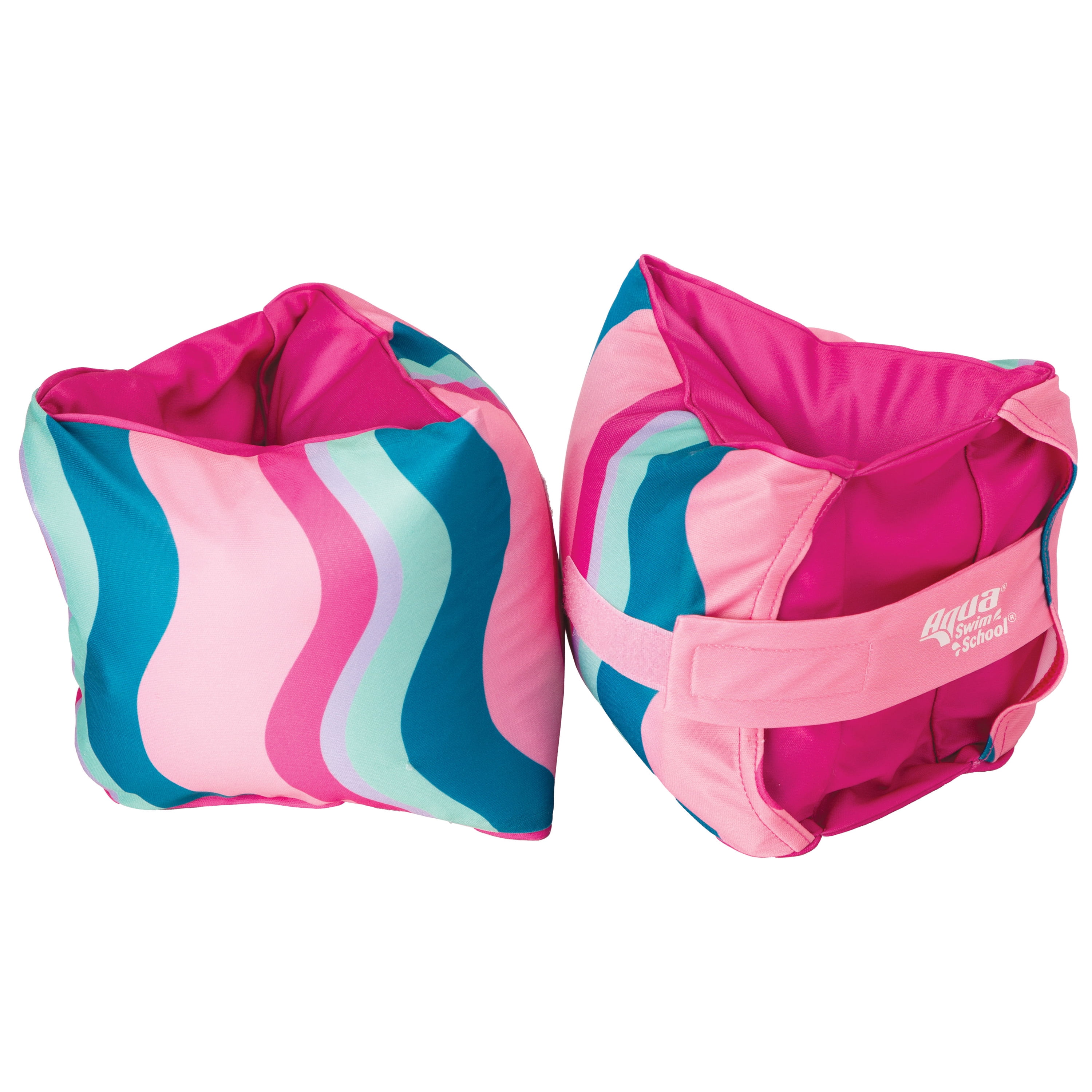 (2 pack) Aqua SwimSchool Adjustable Fabric Arm Pool Floats for Children 50-80 lb, Pink